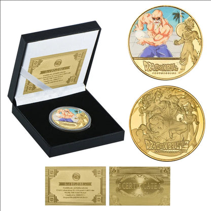 Dragon Ball Gold Plated Gold Coin Son Goku Vegeta Commemorative Coins Children Classic Anime Peripherals Collection Toy Souvenir