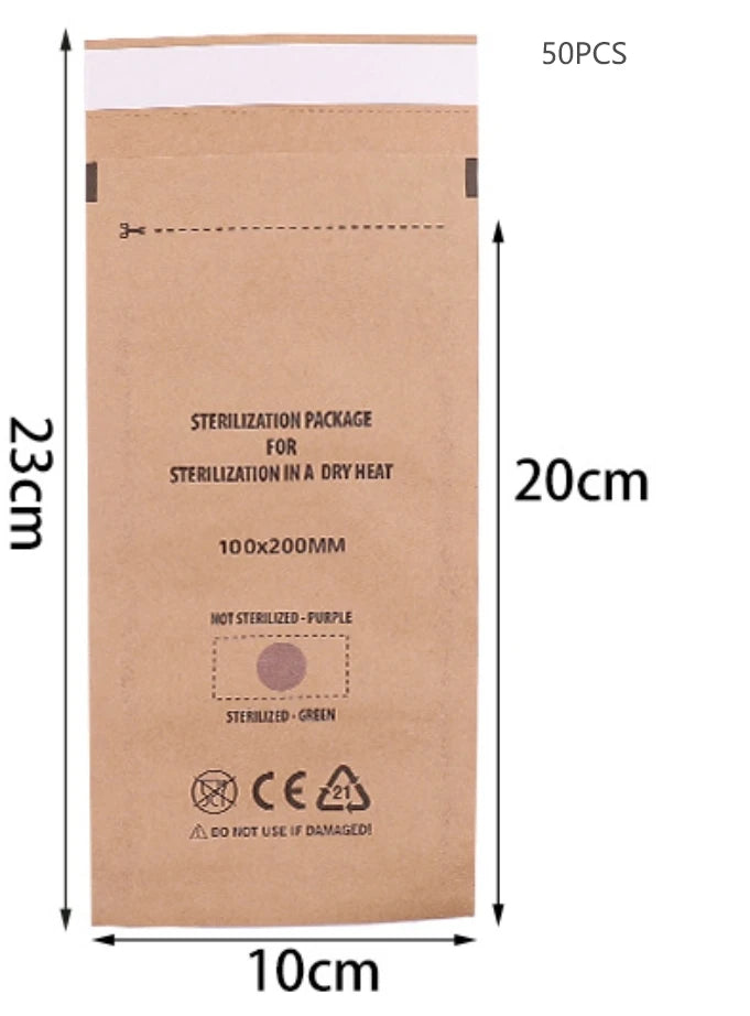 50/100Pcs Kraft Paper Bag Disposable Sterilization Disinfection Bag Nail Tools Sterilizer Manicure Bags sterilization Pouch