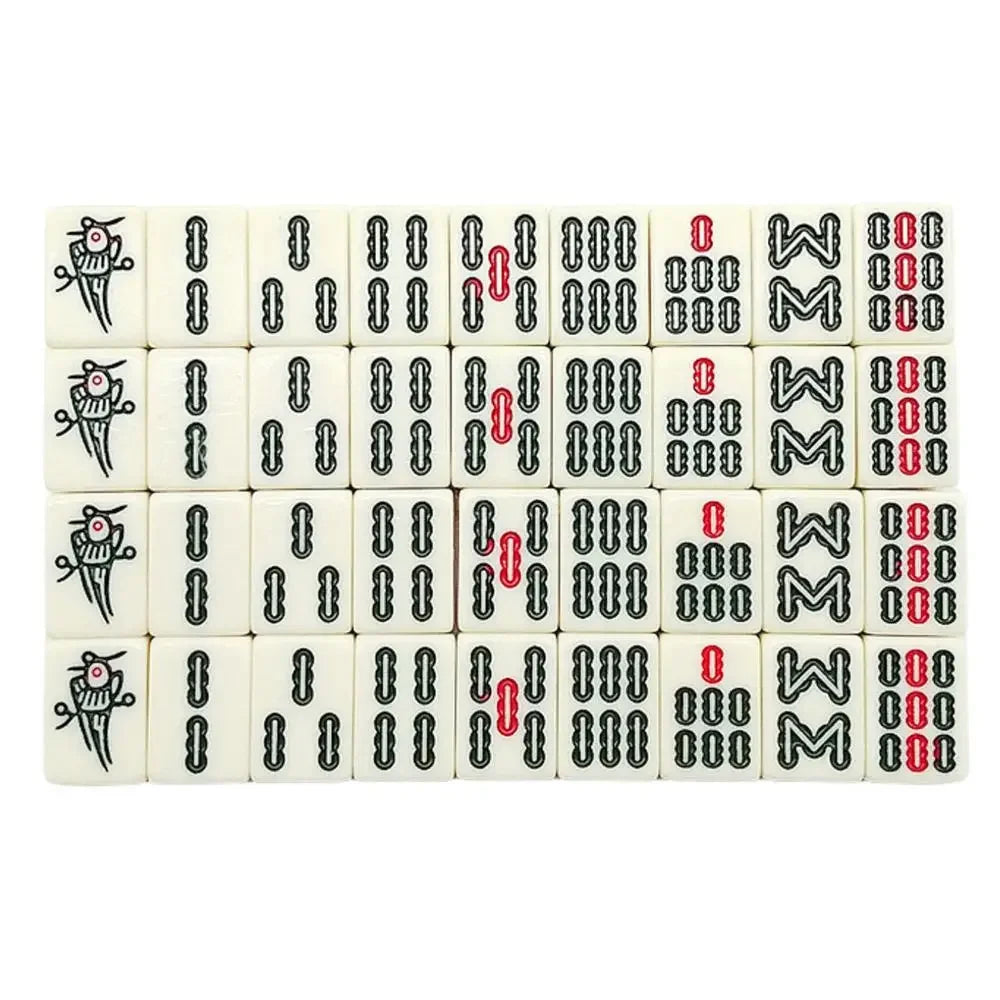 Chinese Mahjong Game Set 144 White Engraved Mini Tiles For Family Gathering For Chinese Style Game Play Family Leisure Time