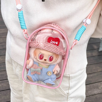 Labubu/SP Protect Case Labubu Sitting Party 15/17cm Cotton Doll Shoulder Pain Bag PVC Storage Bag Labubu Walk Bag Dustproof