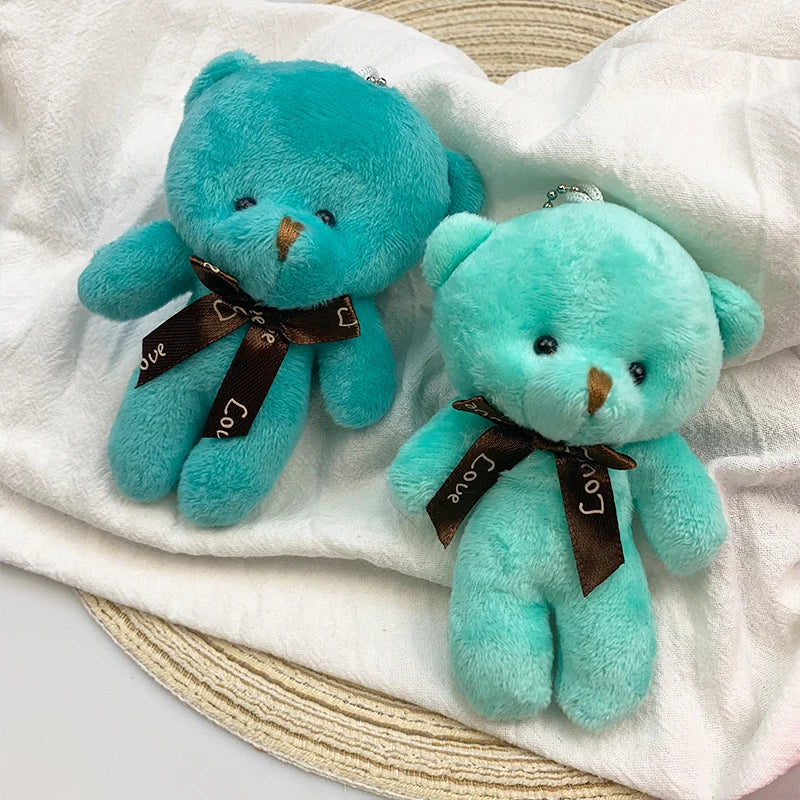 30pcs New 21Color Mini Bear Plush Doll Keychain 12cm Cute Colorful Bear Animal Stuffed Toys For Girl Bag Pendant Children Gifts