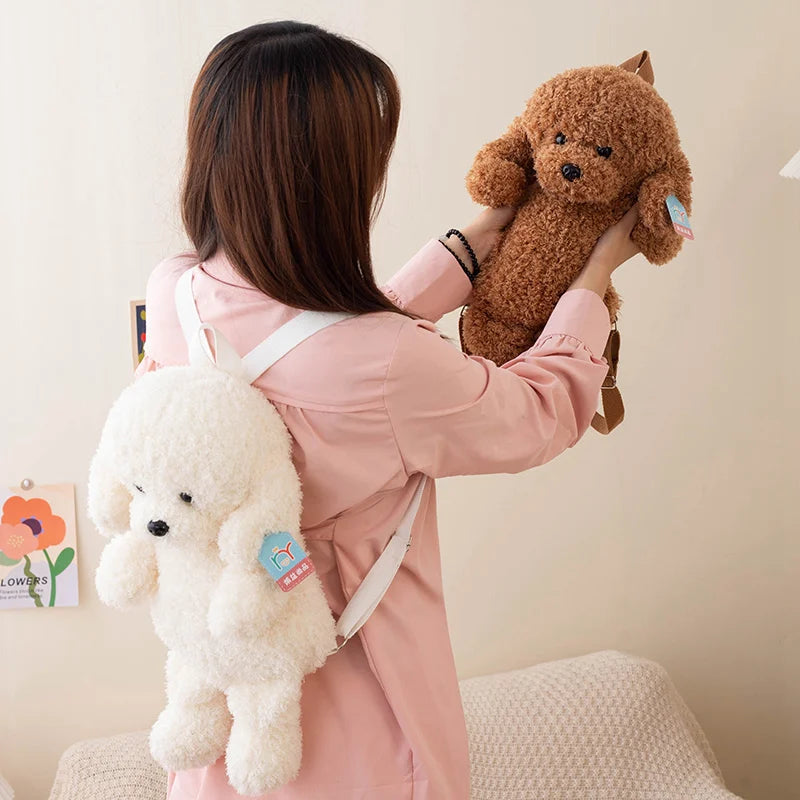 Kawaii 35/45CM Creative White Brown Dog Soft Plush Backpack School Bag Sofa Girls Kids Birthday Christmas Presents Home Decor