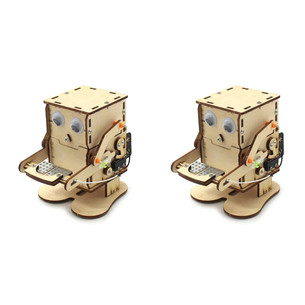 Robot Eating Coin Wood DIY Model Teaching Learning Stem Project Kit for Kid Science Experiment Education Toy Wooden Assemble Kit