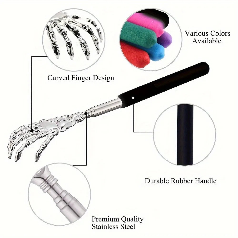 silvery Telescopic Back Scratcher,  Portable Extendable Stainless Steel  Scratchers for Men Women ，Mothers Gifts，Gifts For Men，G