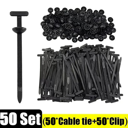 1000-100set Self-locking Universal Nylon Cable Tie Buckle Heavy Duty Zip Ties with Pin & Button Car Daily Repair Fastening Strap