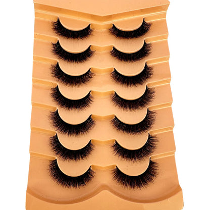 New 7 pairs of thick, 3D simulation mink fur fake eyelashesshort, dramatic fake eyelashes  wholesale full line fake eyelash make