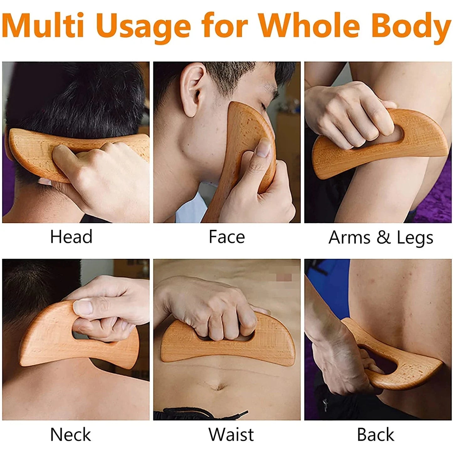 Natural Wooden Cellulite Massager Full Body Gua Sha Tool for Muscle Scraping And Back Massage - Wood Care