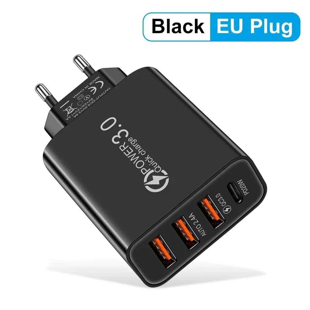 Total 20W Multi Port Wall Charger USB PD Adapter For Xiaomi iPhone 13 12 for Samsung Mobile Phone Plug Charging