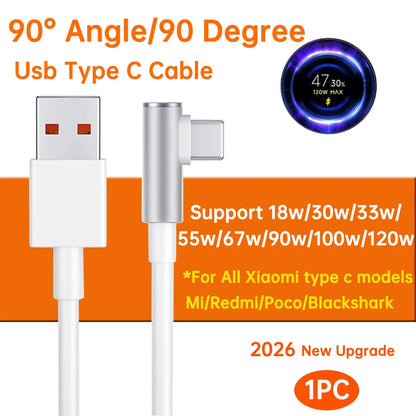 XIAOMI Original Usb Type C Cable 120W 100W 90W 67W 45W Turbo Fast Charger Mi 17 15 14 13 12 T Pro Ultra Poco F8 X8 X7 Redmi Note