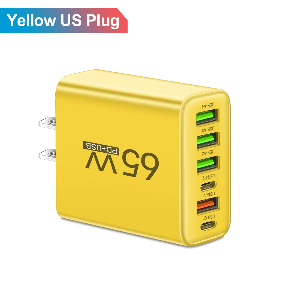 USB Charger 65W Mobile Phone Charger Fast Charging For Xiaomi Samsung Huawei P70 Travel Charger Adaptor For iPhone Quick Charger