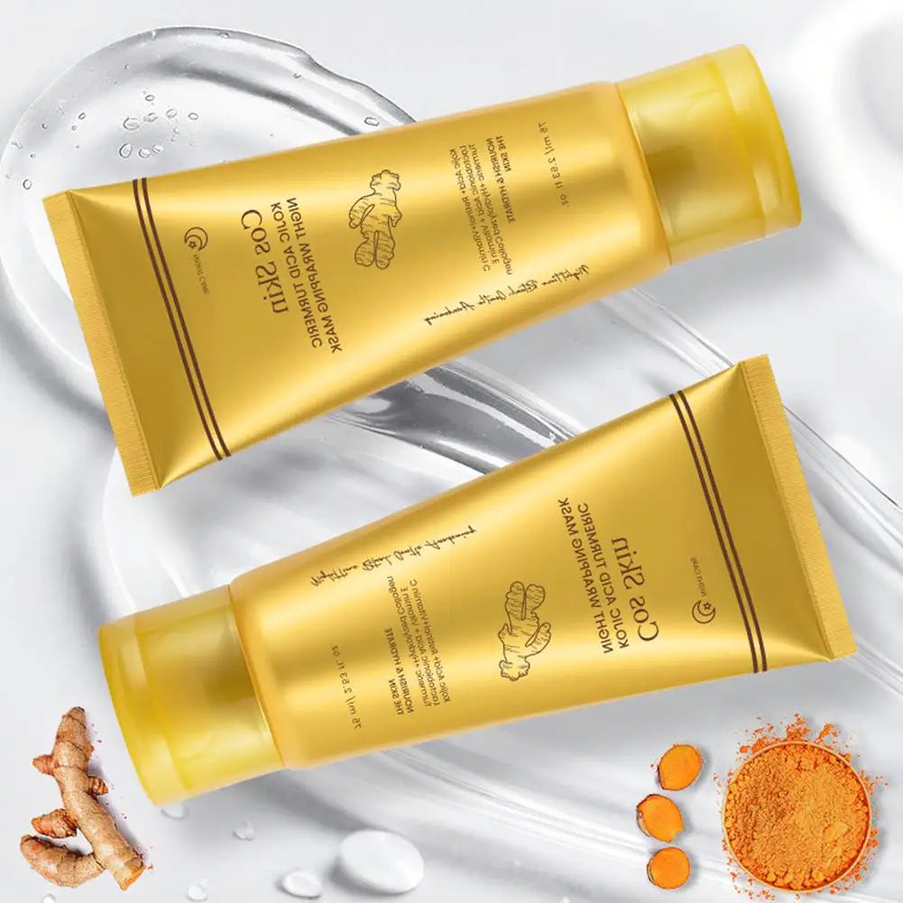 Kojic Acid Turmeric Overnight Wrapping Peel Off Mask Kit Nourish Hydrolyzed Collagen Glowing Skin Refresh Skin Firming Skincare