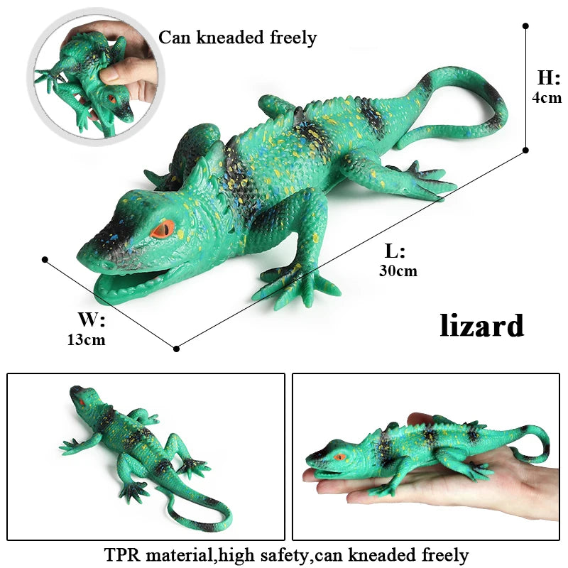Oenux Insect Animal Wild Reptile Model Soft TPR Mantis Lizard Chameleon Housefly Gekko Action Figures Halloween Trick Kid Toy