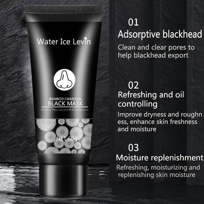 Bamboo Charcoal Black Cleansing Mud Mask Cleans Pores, Peel-Off Mask, Moisturizes the Face, Deeply Cleanses the Face, and Refines Pores. Very Suitable for Oily Skin
