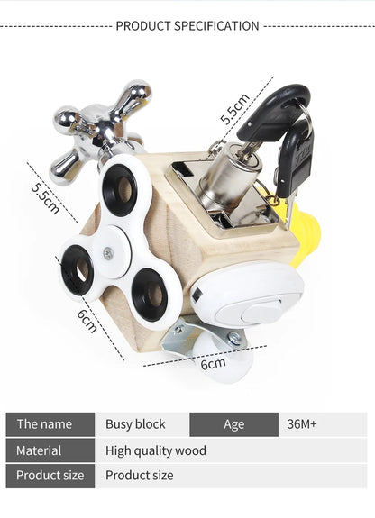 Montessori Kids Busy Cube Board Educational Toys Children Hand Grasping Ability Training Lock Learning Toys For Toddler Gifts