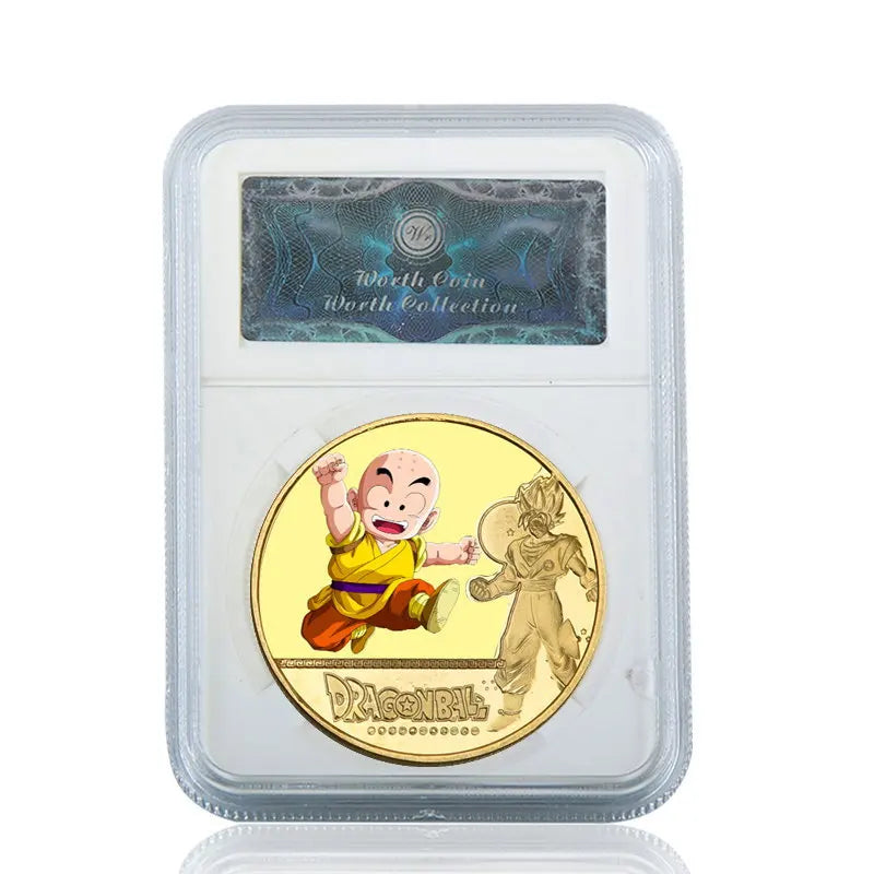 Dragon Ball Gold Plated Gold Coin Son Goku Vegeta Commemorative Coins Children Classic Anime Peripherals Collection Toy Souvenir
