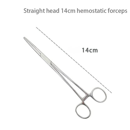 1pc Stainless Steel Hemostatic Forceps Surgical Forceps Tool Hemostat Locking Clamps Forceps Fishing Pliers Curved/Straight Tip