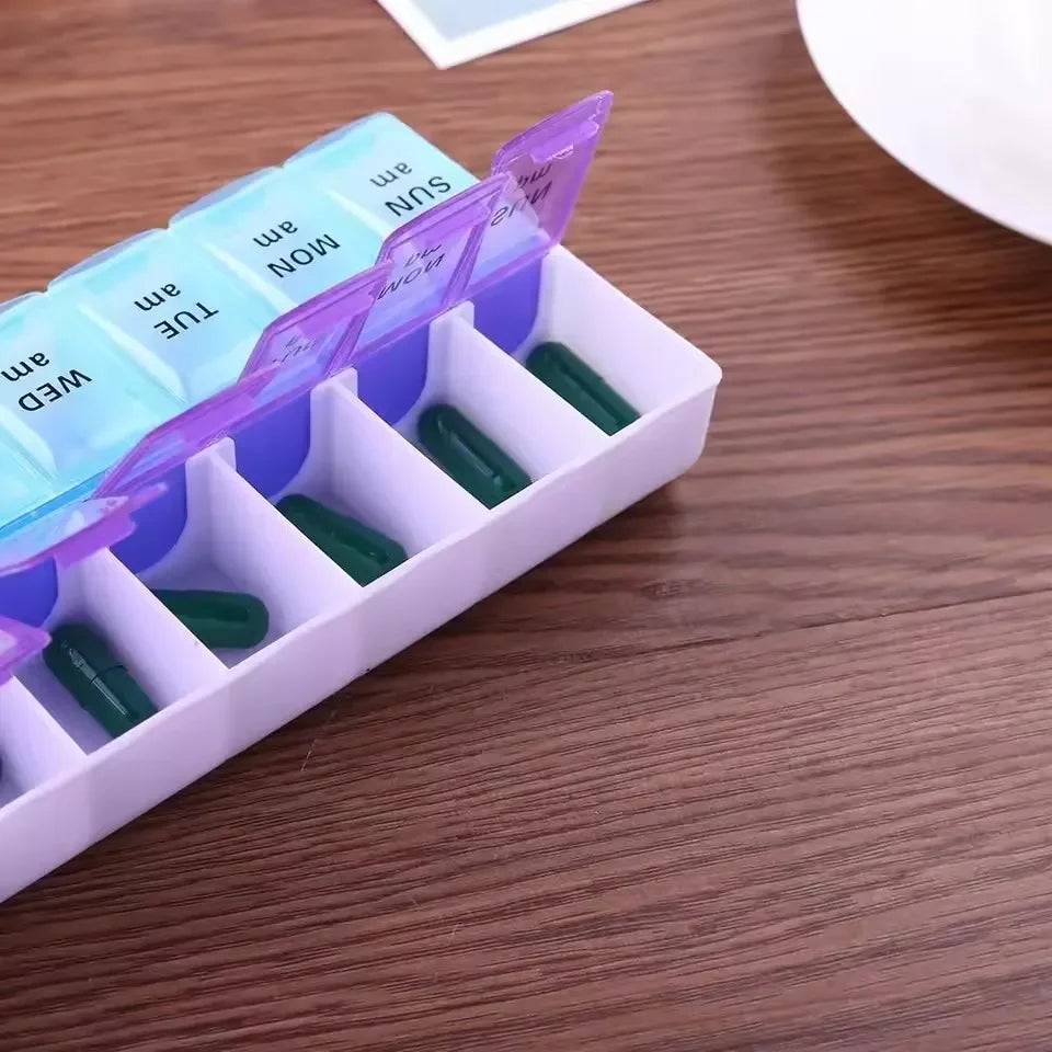 New Weekly Portable Travel Pill Cases Box 7 Days Organizer 14 Grids Pills Container Storage Tablets Vitamins Medicine Fish Oils