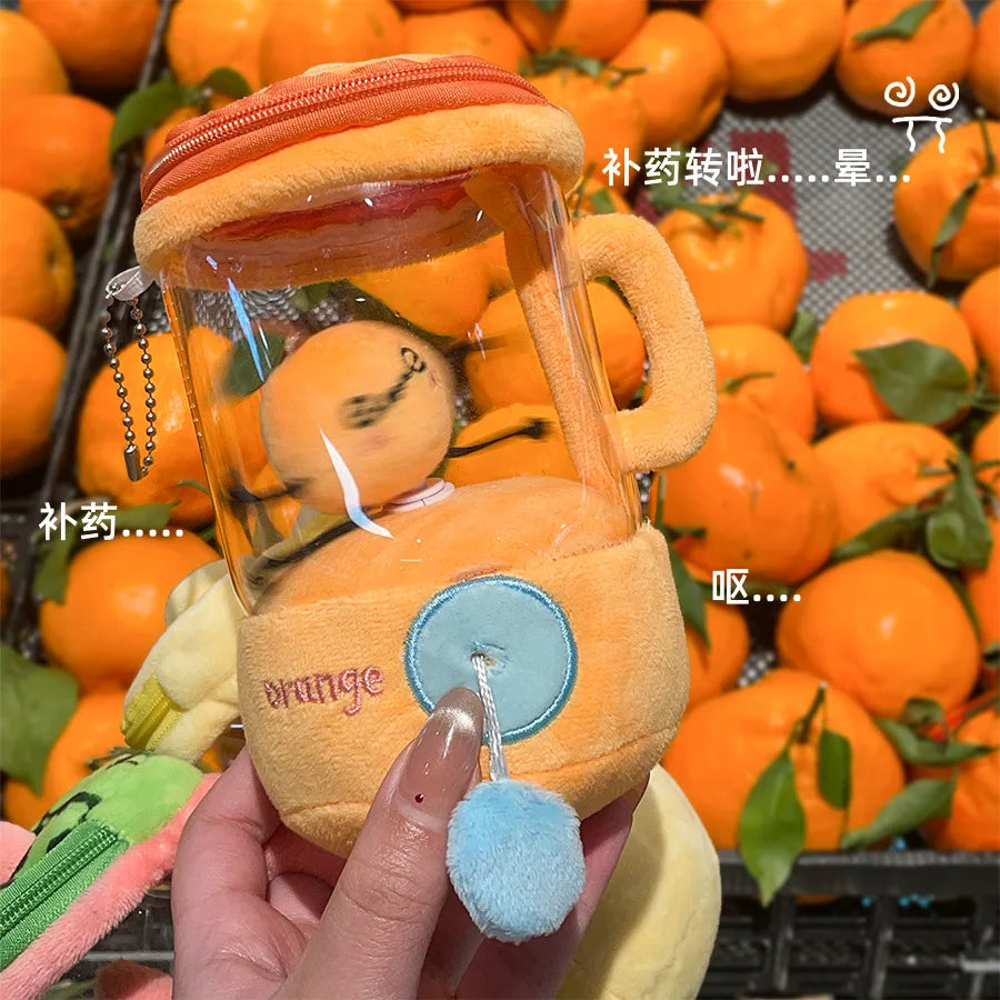 Fun Drawstring Rotating Plush Toys Fruit Juicer Watermelon Banana Orange Play House Interactive Toy for Kids Baby Birthday Gifts