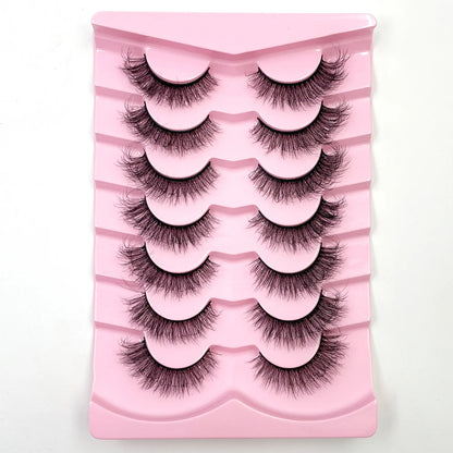 New 7 pairs of thick, 3D simulation mink fur fake eyelashesshort, dramatic fake eyelashes  wholesale full line fake eyelash make