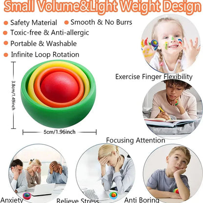 3D Rotation Ball Fidget Gyro Sensory Toys Hand Fidget Spinner Gyroscope for Kids Teens Adults Children ADHD Autism Stress Relief