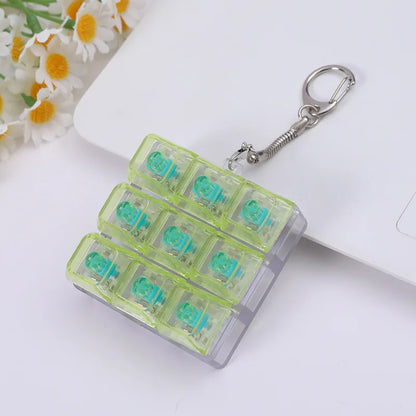 LED Keyboard Fidget Keychain 4/9 Keys Clicker Light Up Button Stress Relief Key Chain for Office Desk Finger Exercise Keycap