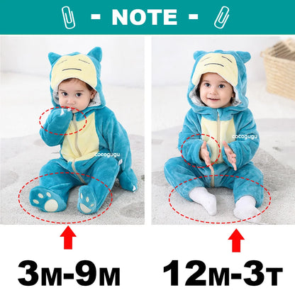Pokemon Costume 0-5 Y Baby Snorlax Romper Anime Cosplay Kigurumi Cute Pajama Boys Girls Onesie Halloween Clothes