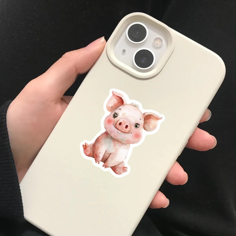 50PCS Cute Watercolor Animals Graffiti Stickers Cartoon DIY Skateboard Phone Case Laptop Waterproof Cool Sticker Decals Toy