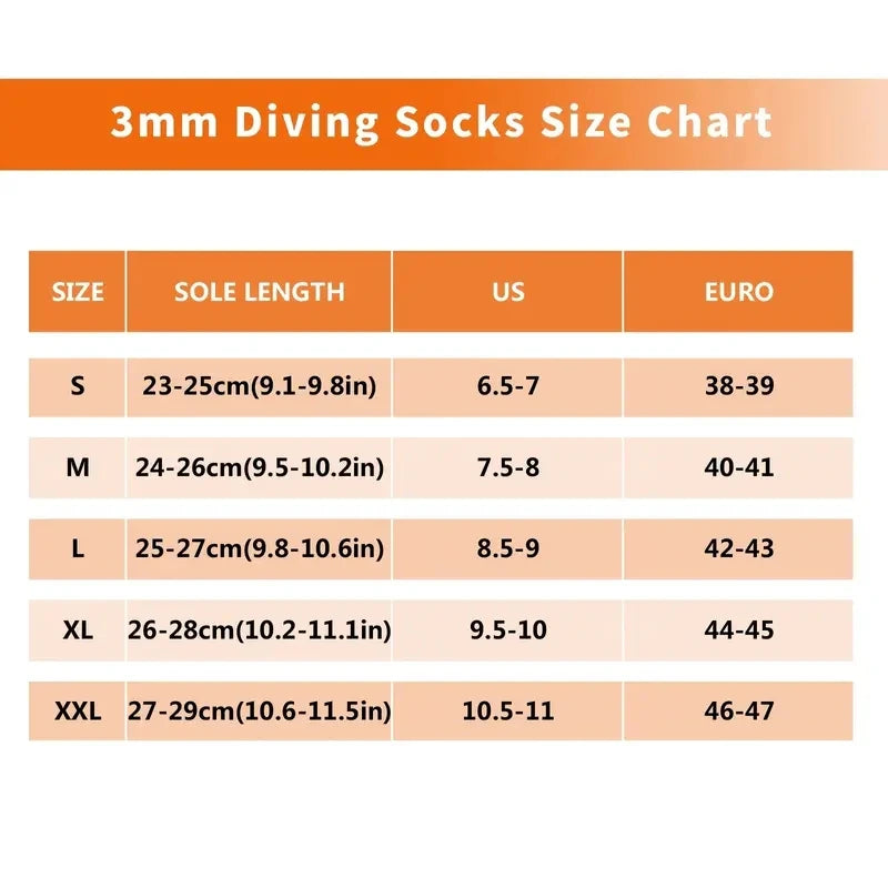 HiTurbo 3mm Neoprene Socks, Anti-Slip Water Socks Shoes, For Diving Swimming Surfing Snorkeling