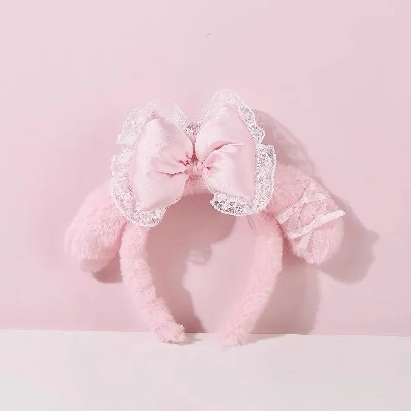 Sanrio Washing Face Headband Hello Kitty Kuromi Melody Plush Hair Accessories Cartoon Hair Hoop Lolita Style Sweet Headdress