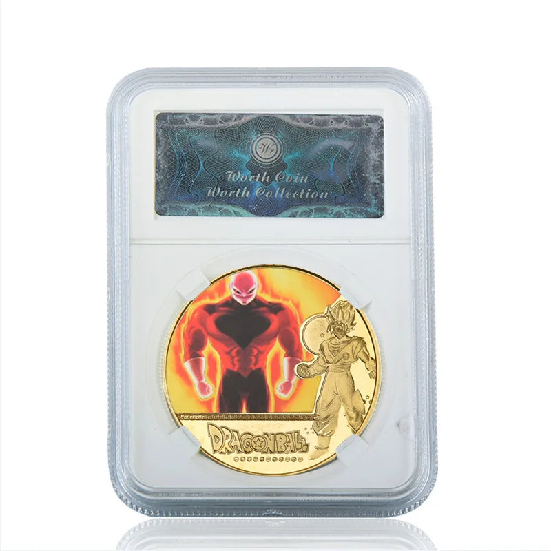 Dragon Ball Gold Plated Gold Coin Son Goku Vegeta Commemorative Coins Children Classic Anime Peripherals Collection Toy Souvenir