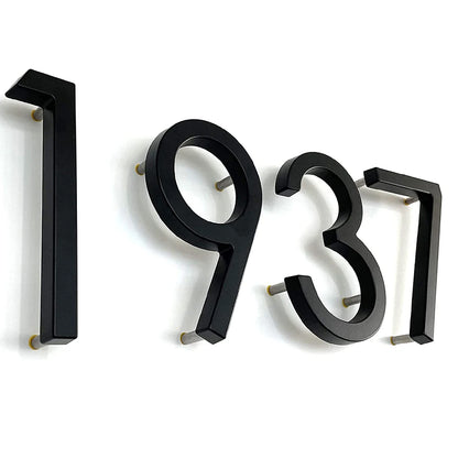 5.6inch Apartment Door Numbers Waterproof Zinc Alloy Street Mailbox Home Address Signs Black Modern House Floating Plate Digit