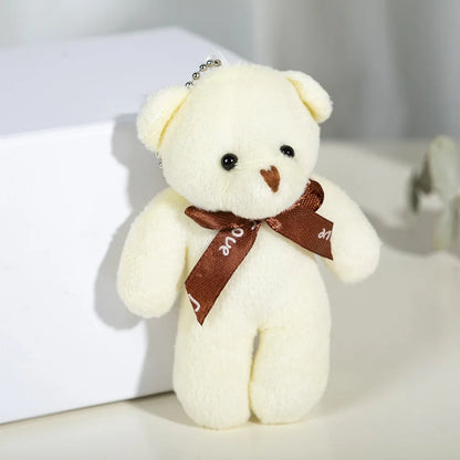 6/12pcs Mini Bear Plush Keychain Colorful Bear Stuffed Toy School Bag Pendant Teddy Doll Graduation Party Supplies Wedding Gift