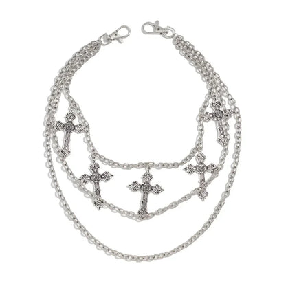 Fashion Punk Metal Pants Chain Hip Hop Waist Chain Cross Pendant Jeans Chain For Men Women Accessories Gifts