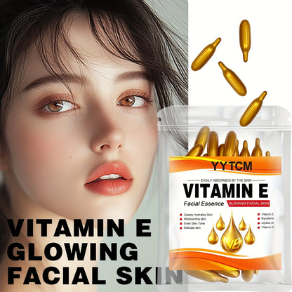 Vitamin E Deep Moisturizing Capsule Essence, Hydrates and Smooths Skin, Contains Plant-Based Squalane, Vitamin C, Deep Hydration and Brightening Skin Essence (0.4Gx30 Capsules)/Bag-1 Bag