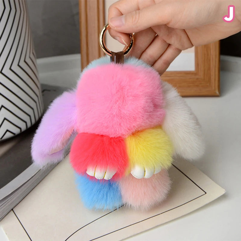 15cm Gifts Rabbit Fur Keychain Women Bag Car Key chain Pendant Decoration Jewelry Bags Hangings Accessories