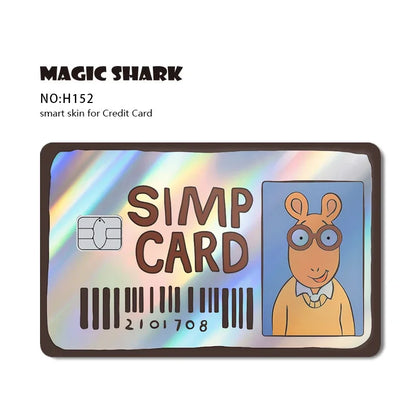 Maigc Shark Gold Dollar Money Cartoon Meme Reflective Sticker Film Cover for Debit Bank Credit Card Small Large Chip