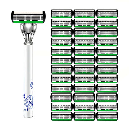 High Quality Men Safety Razor 6-Layer Germany Stainless Steel Shaving Blades Manual Shaver Replacing Cutter Head