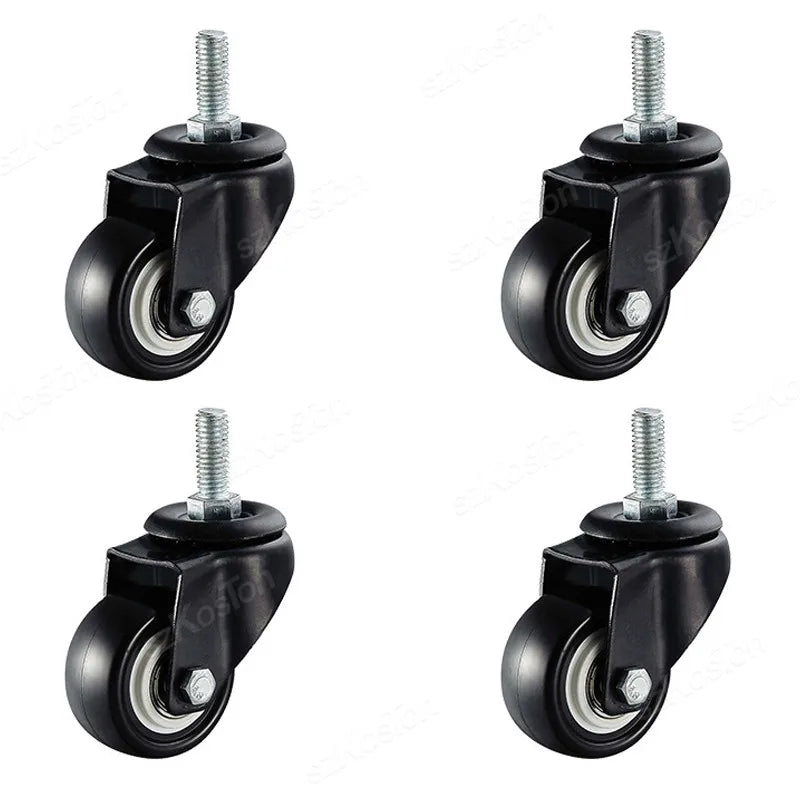 4pcs/kit Furniture Casters 1.5/2Inch M8/M10 Thread Stem Swivel Wheels Without/with Brakes Heavy Duty Coffee Table Chair Bin Cart