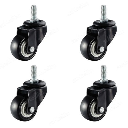 4pcs/kit Furniture Casters 1.5/2Inch M8/M10 Thread Stem Swivel Wheels Without/with Brakes Heavy Duty Coffee Table Chair Bin Cart