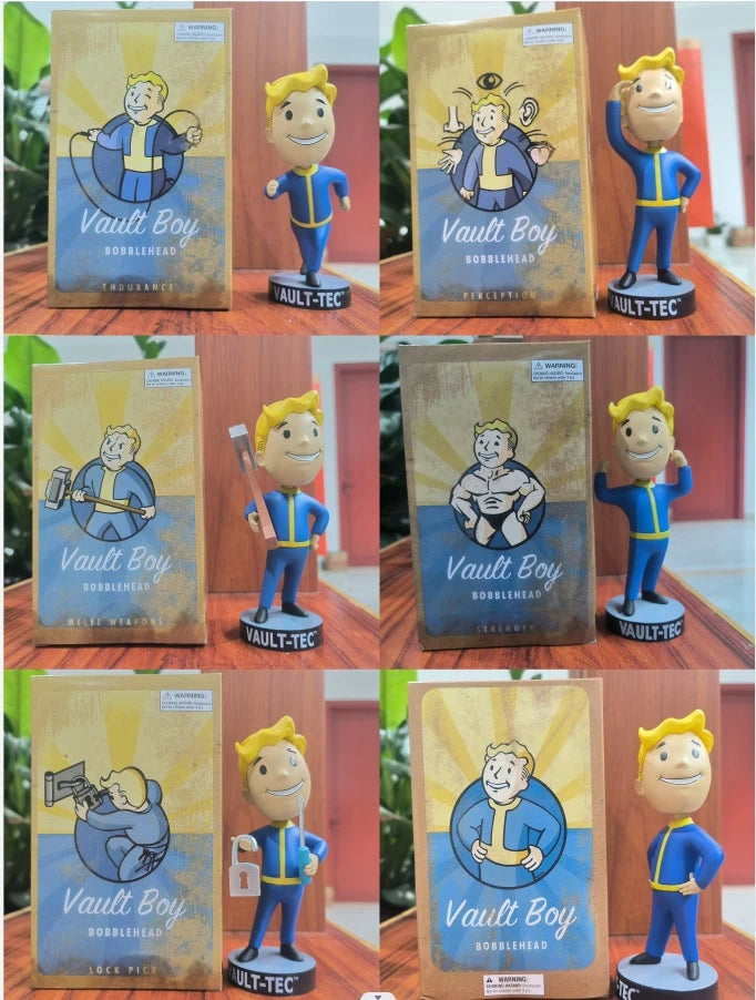 Bobblehead Cute Vault Boy Full Set Anime Action Figure Toys Statue Collection Model Doll  Desktop Ornament Display Toys Gifts