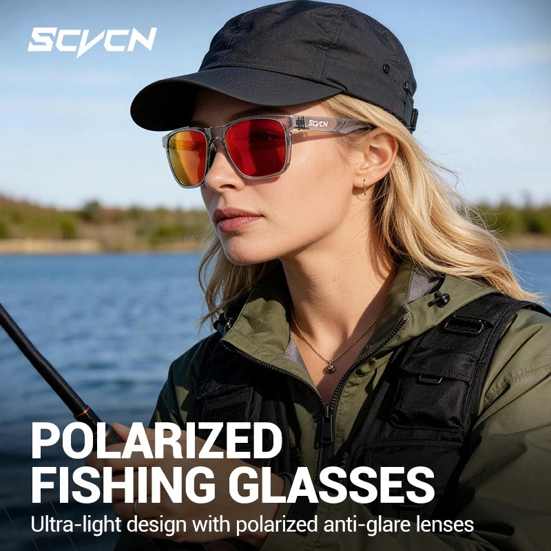 Scvcn Polarized Fishing Glasses UV400 Protect Eyes from Sunlight Anti-glare Lenses Professional Outdoor Driving Sunglasses