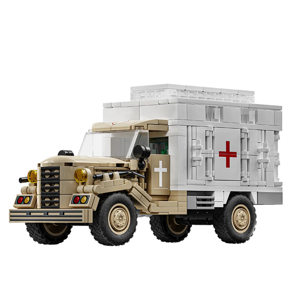 World War 2 WW2 Army Military Soldiers SWAT Half Tracked Armor Vehicle Trailer Assemble Building Blocks Bricks Children's Toys