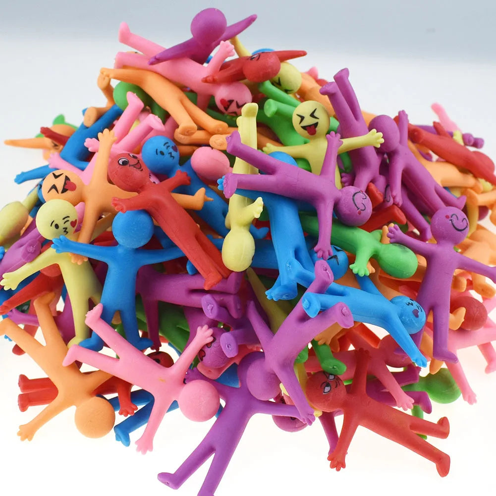 10Pcs Novelty Stretchy Stretch Toy Cute Colorful Yellow Stress Relief Stretchy Fidget Gifts TPR Soft Plastic Creative Doll Toy