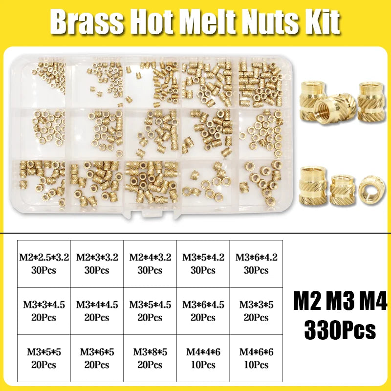 Hot Melt Brass Heat Insert Nut Iron Tip M2 M2.5 M3 M4 M5 M6 Embedded Heating Knurled Brass Inserts Nuts 3D Printer Case Notebook