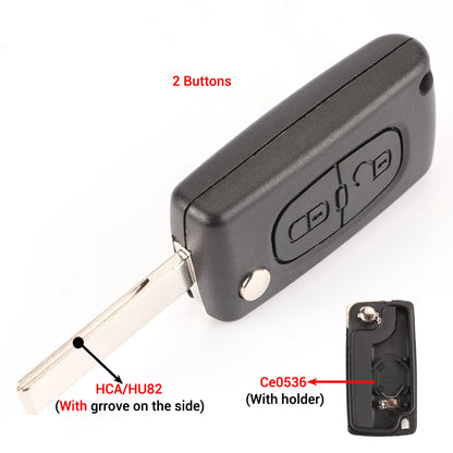 jingyuqin 2/3 Buttons for Peugeot 207 307 308 407 607 807 For Citroen C2 C3 C4 C5 C6 Auto Remote key Case Va2/Hu83 CE0523 CE0536