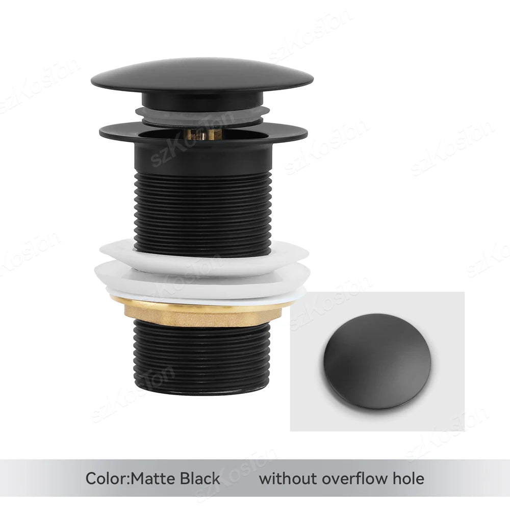 Bathroom Basin Sink Sewer Pop Up Drain Filter Waste Stopper Bathroom Kitchen Faucet Accessories Brass Matt Black Gold