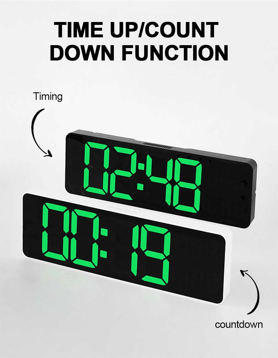 Large Digital Wall Clock Remote Control Temp Date Week Display Power Off Memory Table Clock Wall-mounted Dual Alarms LED Clocks