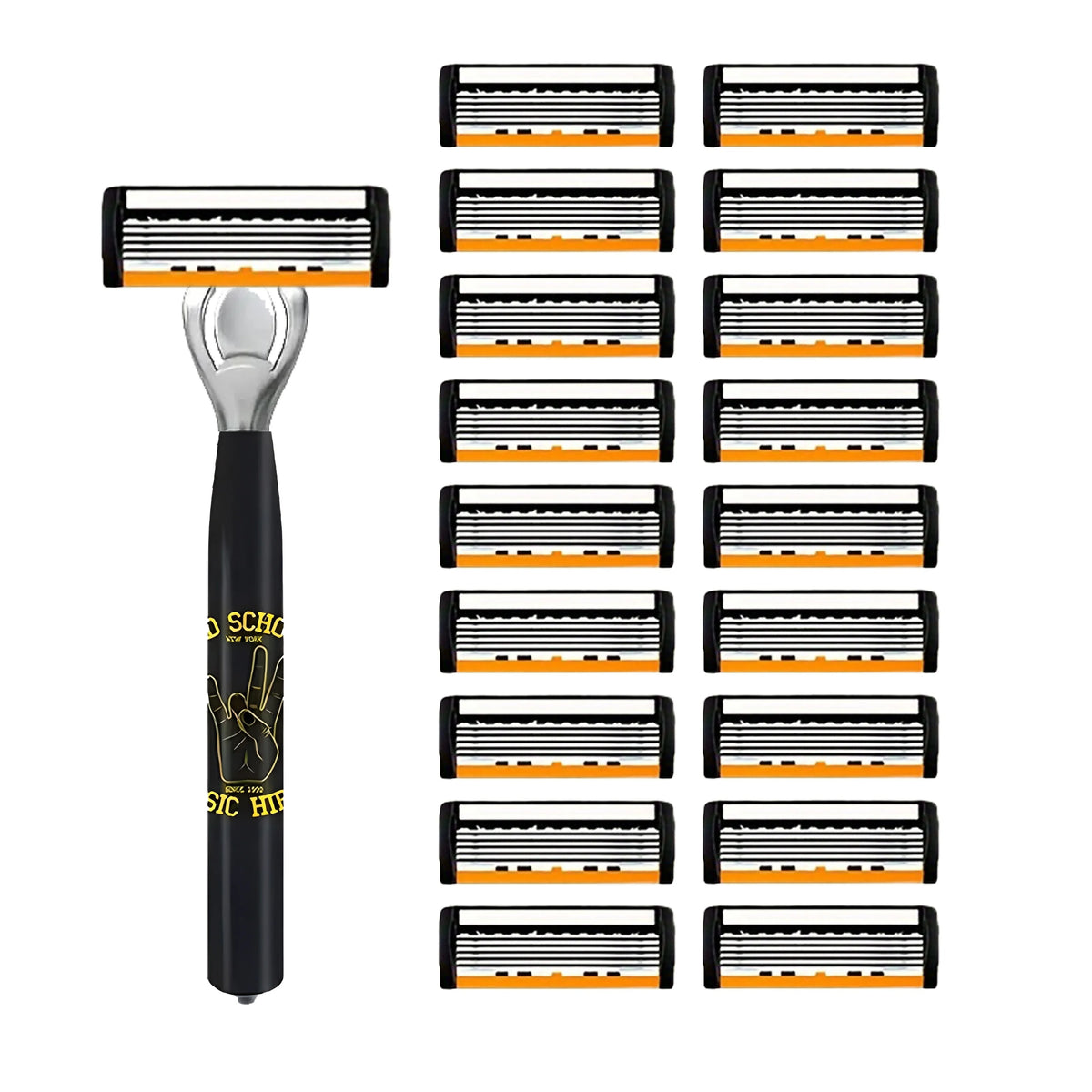 New Stainless Steel Manual Shaver, 6-Layer Razor Blade Reusable, Retro Wet Scratch Resistant Hair Removal Blade