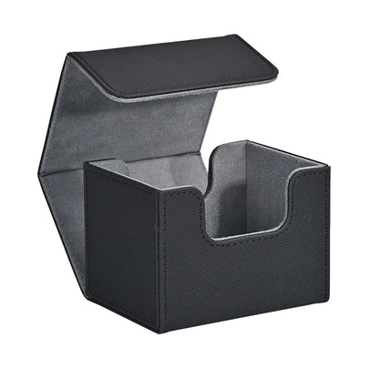 Card Deck Box , Card Storage Box Fits 100 single  Sleeved Cards, PU Leather Strong Magnet Card Deck Case for TCG Cards