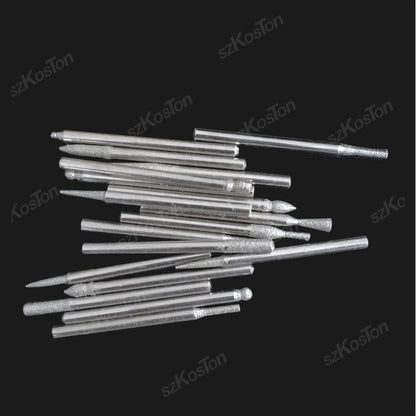 30pcs Shank Diamond Burs Set With Box For Dremel Electric Grinder Power Accessories Abrasive Drill Bit Rotary Tool Set 2.35/3mm